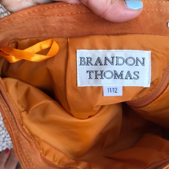BRANDON THOMAS | Vintage Orange 100% Leather Skirt - Picture 6 of 6